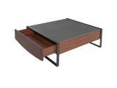 Wooden coffee table with cement drawer, 100 x 100 x 40 cm