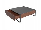Wooden coffee table with cement drawer, 100 x 100 x 40 cm