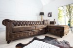 Corner sofa Chesterfield antique brown OT right