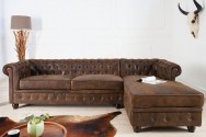 Corner sofa Chesterfield antique brown OT right