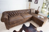 Corner sofa Chesterfield antique brown OT right