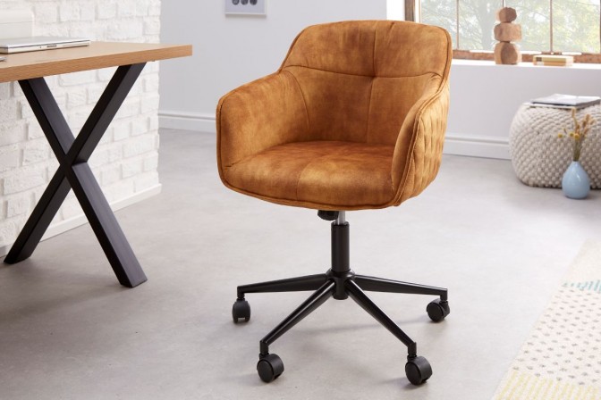 Office chair Euphoria mustard yellow velvet