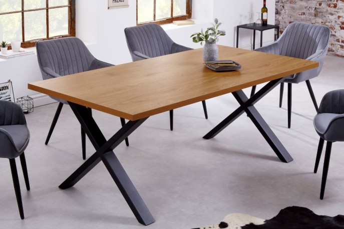 Loft dining table 180cm oak look X-frame