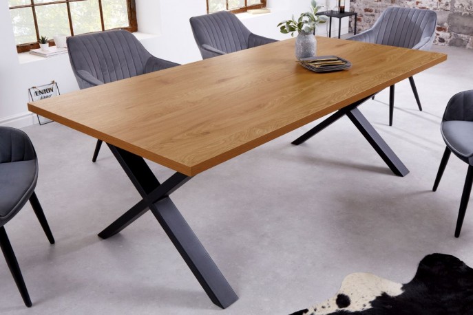 Dining table Loft 160cm oak look X-frame
