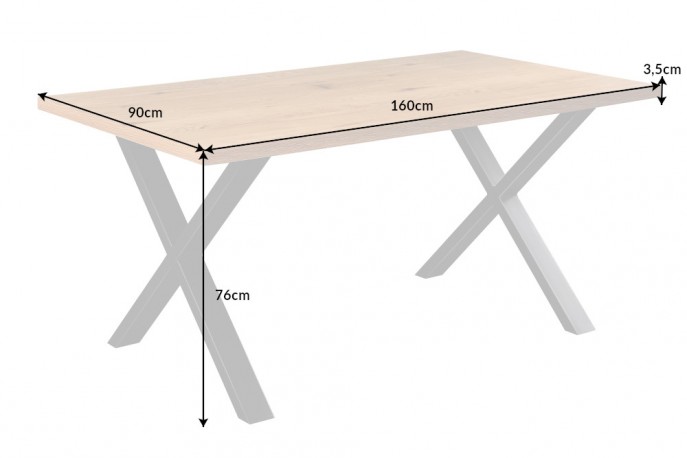 Dining table Loft 160cm oak look X-frame