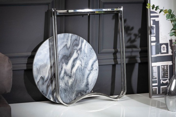 GARBO - 43 CM sidobord i grå marmor