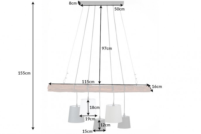 Suspension lamp Levels driftwood frame