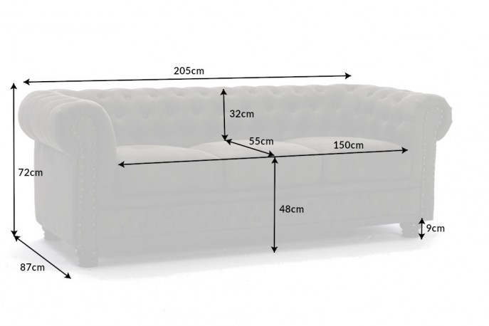 Sofa Chesterfield II 3 seater 200cm antique gray
