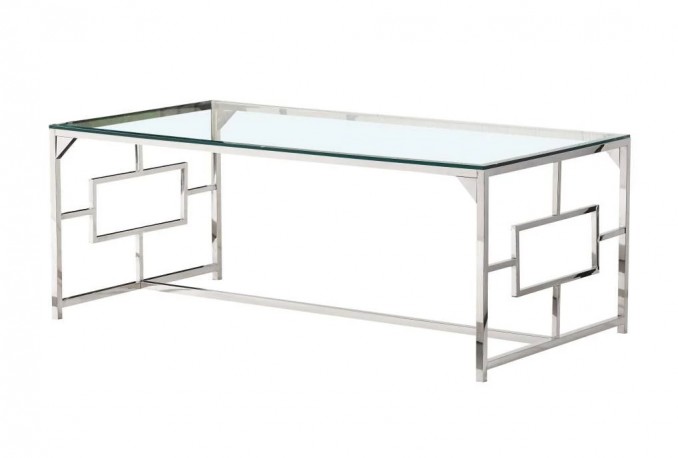 LINO - 130 cm soffbord i krom/glas