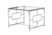 LINO - 70 cm soffbord i krom/glas