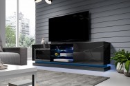 Babylon II - TV-bänk, LED, svart helglans, 200cm