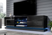 Babylon II - TV-bänk, LED, svart helglans, 200cm
