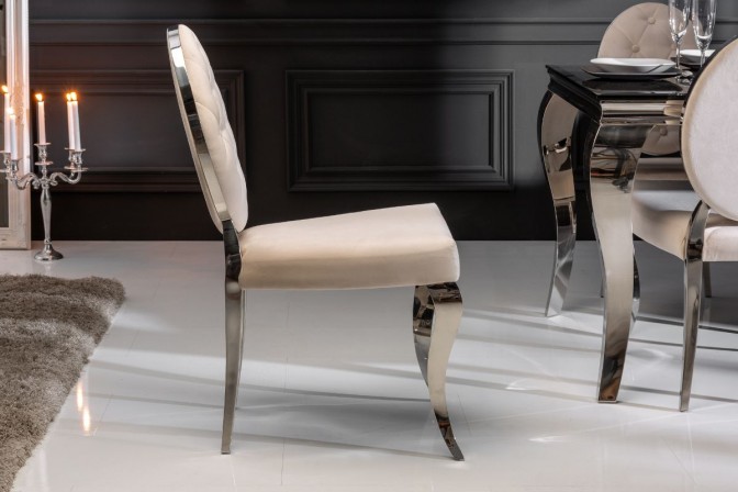 Chair modern baroque beige velvet 2