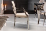 Chair modern baroque beige velvet armrest