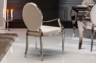 Chair modern baroque beige velvet armrest