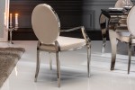Chair modern baroque beige velvet armrest