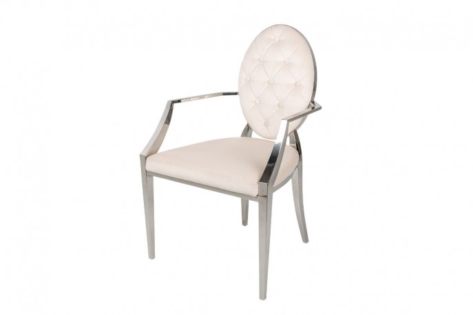 Chair modern baroque beige velvet armrest