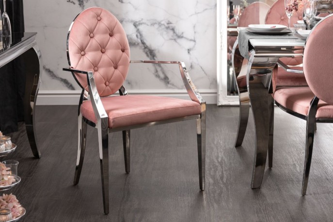Chair modern baroque dusky pink velvet armrest