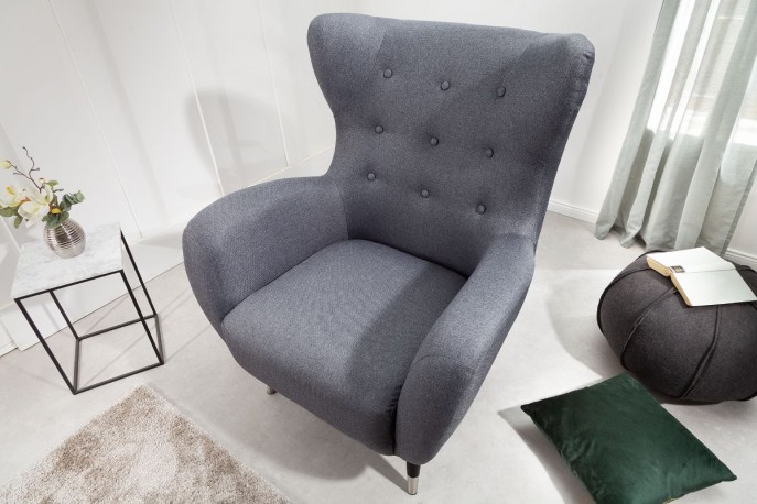 ANTIQUE - 106CM - GRÅ FÅTÖLJ