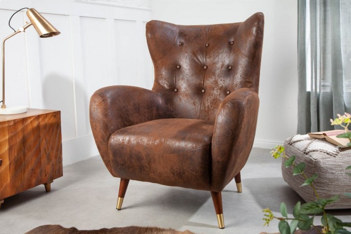 ANTIQUE - 106CM - BRUN FÅTÖLJ