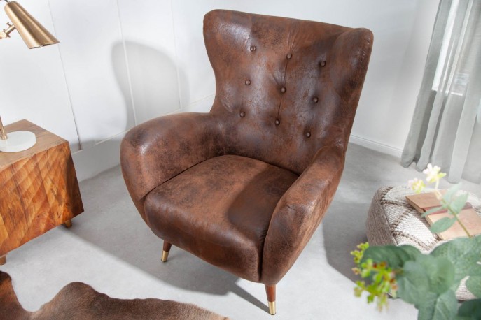 ANTIQUE - 106CM - BRUN FÅTÖLJ