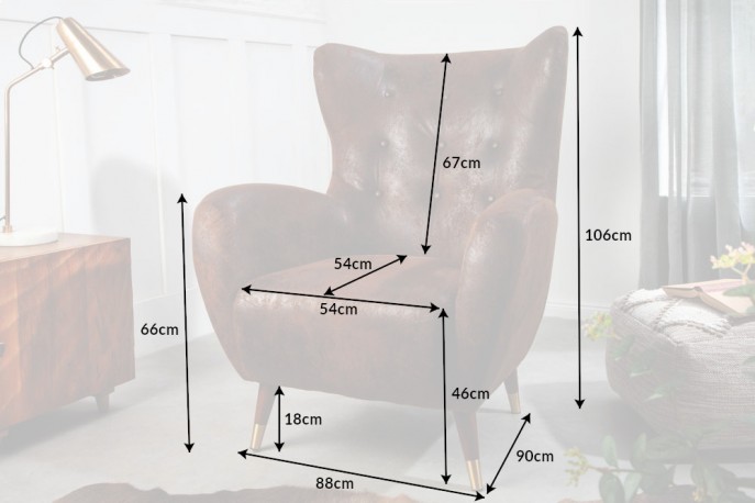 ANTIQUE - 106CM - BRUN FÅTÖLJ
