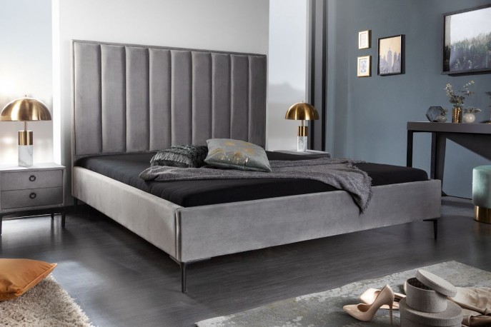 Cosmopolite bed 160x200cm velvet silver gray