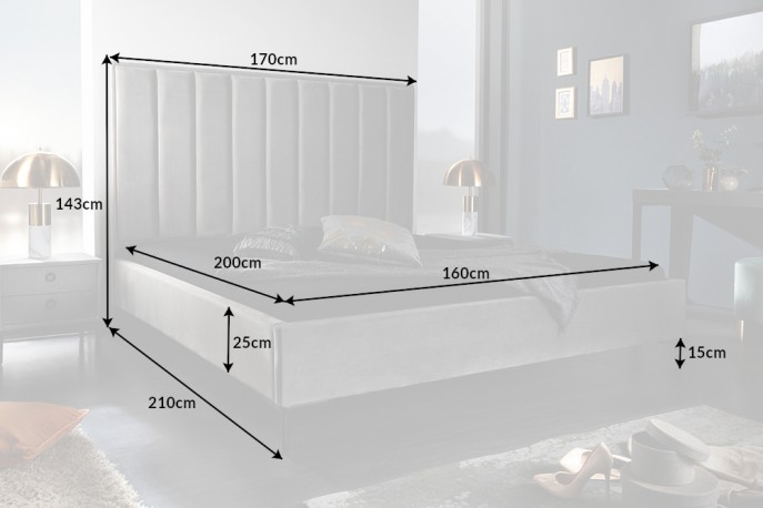 Cosmopolite bed 160x200cm velvet silver gray