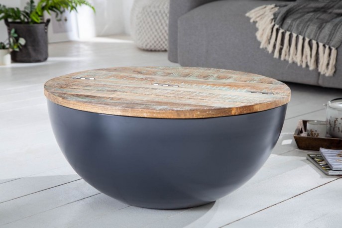 INDIEN - 70 cm soffbord i grått/trä