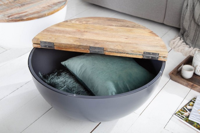 INDIEN - 70 cm soffbord i grått/trä