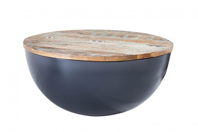 INDIEN - 70 cm soffbord i grått/trä
