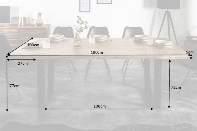 MENORA - 180 cm matsalsbord i sheeshamträ