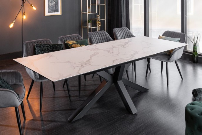 DIETHER - 180-225 cm matsalsbord med marmorutseende
