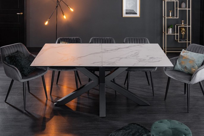 DIETHER - 180-225 cm matsalsbord med marmorutseende
