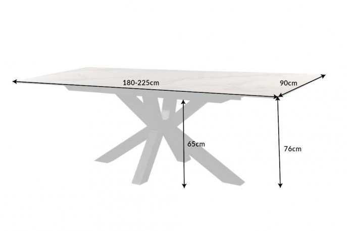 DIETHER - 180-225 cm matsalsbord med marmorutseende