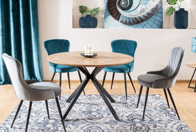 CLELAND - 120 CM - RUNT MATBORD EK OCH SVART