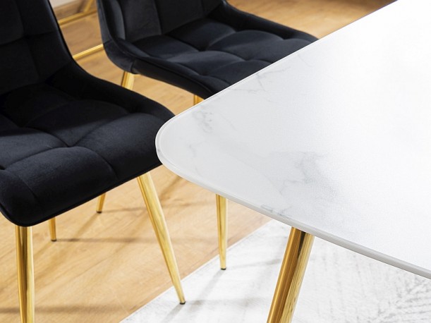 VIXEN - 140 cm matbord i vitt/guld