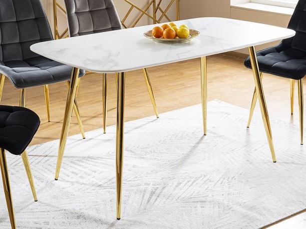 VIXEN - 140 cm matbord i vitt/guld