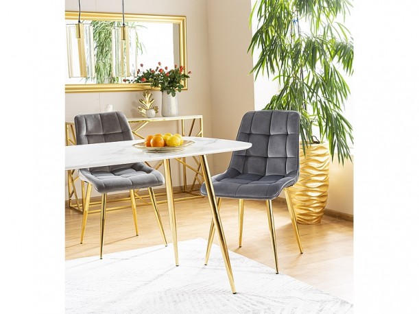 VIXEN - 140 cm matbord i vitt/guld