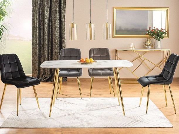 VIXEN - 140 cm matbord i vitt/guld