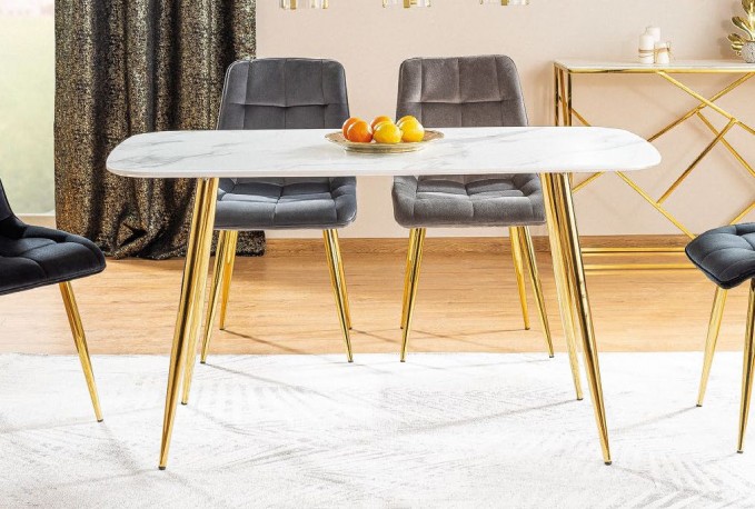 VIXEN - 140 cm matbord i vitt/guld