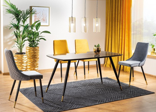 JAY - 140 cm matbord i svart/guld steneffekt