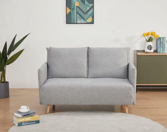 ALEX - 132 cm soffa i grått tyg