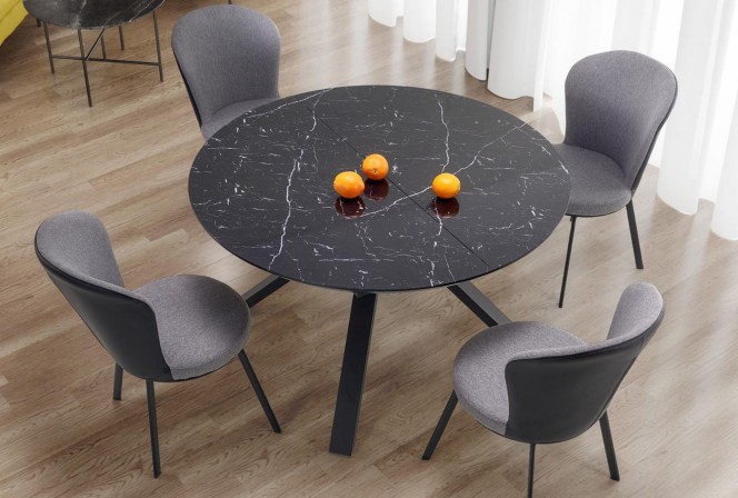 TEX - 130/180 cm matbord i svart marmor 2