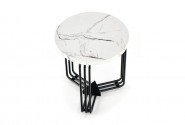RORY - 40 cm sidobord i vit marmor/svart