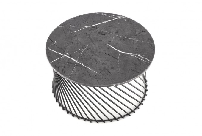 SENNA - 80 cm soffbord i grå marmor/svart