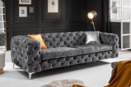 Espelma - Chesterfield 240 cm soffa i mörkgrå sammet