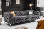 Espelma - Chesterfield 240 cm soffa i mörkgrå sammet