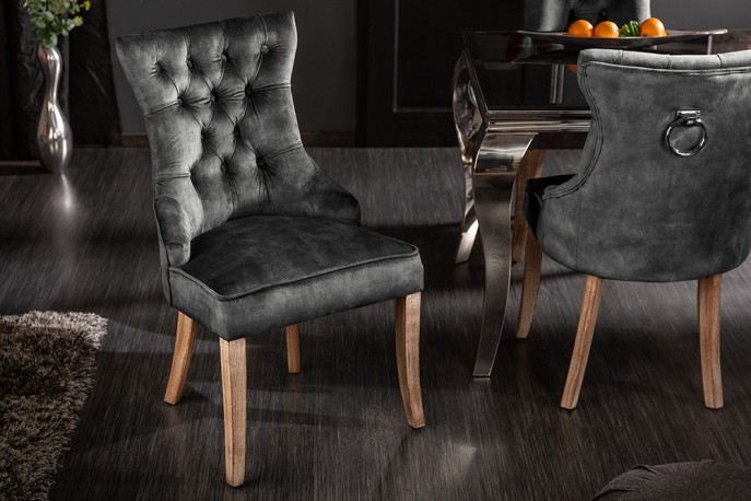 ADORA - slottsstol i grå/grön sammet