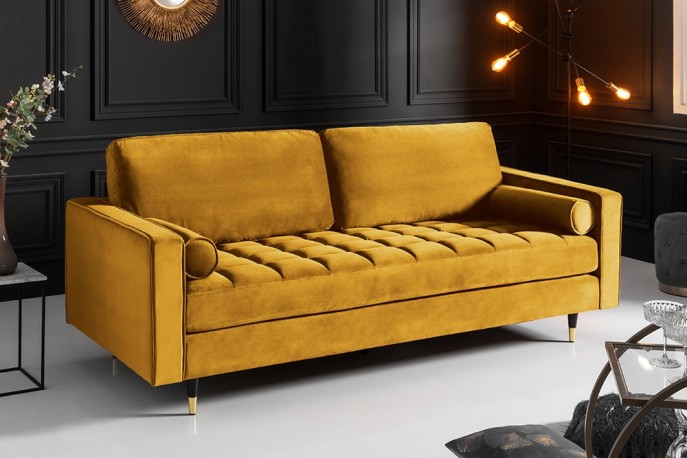 MUSTARD - 225 cm soffa i senapsgul sammet